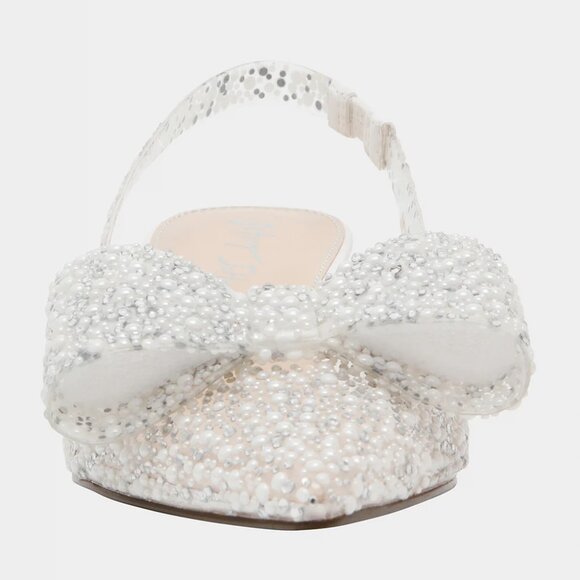 NWB$120 BETSEY JOHNSON Patti Faux Pearl Covered Slingback Kitten Heel w/ Bow 7.5 - Picture 4 of 10
